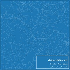 Blueprint US city map of Jamestown, South Carolina.