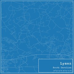 Blueprint US city map of Lyman, South Carolina.