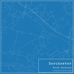 Blueprint US city map of Dorchester, South Carolina.
