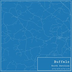 Blueprint US city map of Buffalo, South Carolina.