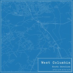 Blueprint US city map of West Columbia, South Carolina.