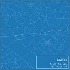 Blueprint US city map of Lamar, South Carolina.