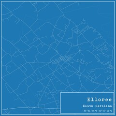 Blueprint US city map of Elloree, South Carolina.