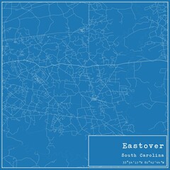 Blueprint US city map of Eastover, South Carolina.