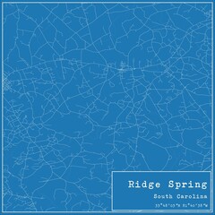 Blueprint US city map of Ridge Spring, South Carolina.