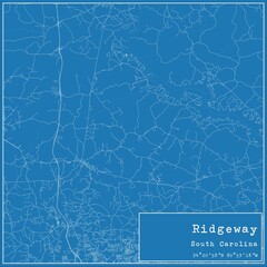 Blueprint US city map of Ridgeway, South Carolina.