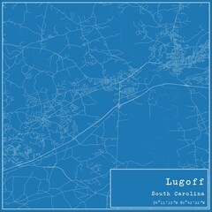 Blueprint US city map of Lugoff, South Carolina.