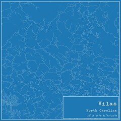 Blueprint US city map of Vilas, North Carolina.