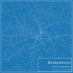 Blueprint US city map of Wilkesboro, North Carolina. © Rezona