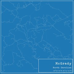 Blueprint US city map of McGrady, North Carolina. © Rezona