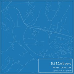 Blueprint US city map of Dillsboro, North Carolina.