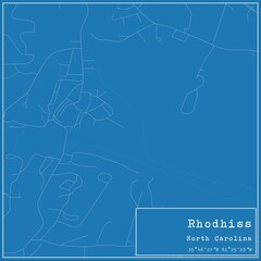 Blueprint US city map of Rhodhiss, North Carolina.