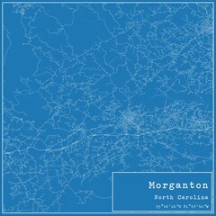 Blueprint US city map of Morganton, North Carolina.