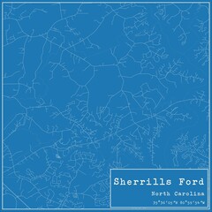 Blueprint US city map of Sherrills Ford, North Carolina.