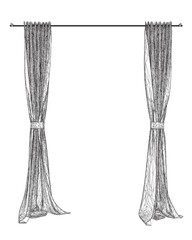 Curtain isolated wireframe. Curtains wireframe icon line element. Vector illustration of curtains icon line isolated on clean background for your design. 3D..