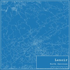 Blueprint US city map of Lenoir, North Carolina.