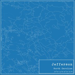Blueprint US city map of Jefferson, North Carolina.