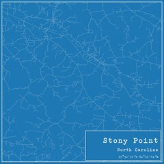 Blueprint US city map of Stony Point, North Carolina.