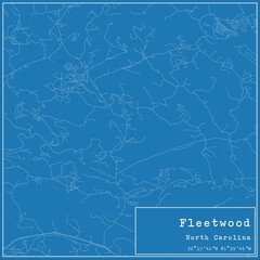 Blueprint US city map of Fleetwood, North Carolina.