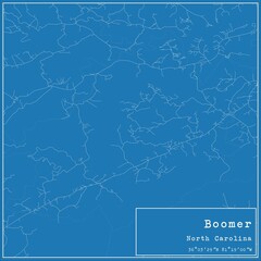 Blueprint US city map of Boomer, North Carolina. © Rezona