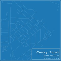 Fototapeta na wymiar Blueprint US city map of Cherry Point, North Carolina.