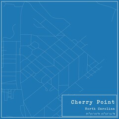 Blueprint US city map of Cherry Point, North Carolina.
