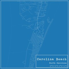 Blueprint US city map of Carolina Beach, North Carolina.