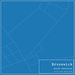 Blueprint US city map of Brunswick, North Carolina.