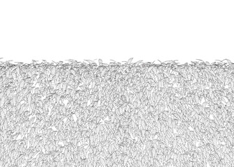 Grass fence rectangular boxwood shrubs. Ornamental plant for decorate of a park, a garden or a green fence. Foliage for spring and summer card design. Grass fence contour..