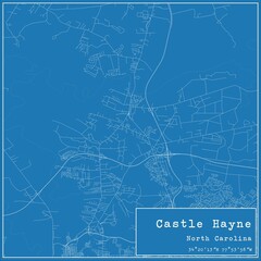 Blueprint US city map of Castle Hayne, North Carolina.