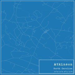 Blueprint US city map of Atkinson, North Carolina.