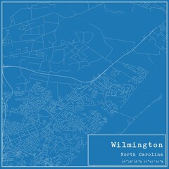 Blueprint US city map of Wilmington, North Carolina.