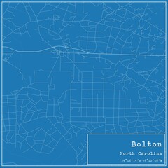 Fototapeta premium Blueprint US city map of Bolton, North Carolina.