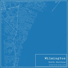 Blueprint US city map of Wilmington, North Carolina.