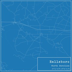 Blueprint US city map of Hallsboro, North Carolina.