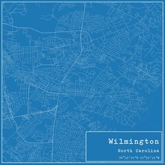 Blueprint US city map of Wilmington, North Carolina.