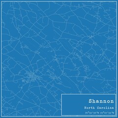 Blueprint US city map of Shannon, North Carolina.