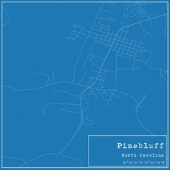 Blueprint US city map of Pinebluff, North Carolina.
