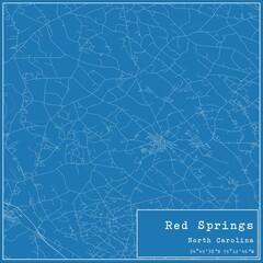 Blueprint US city map of Red Springs, North Carolina.