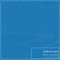 Blueprint US city map of Lakeview, North Carolina.