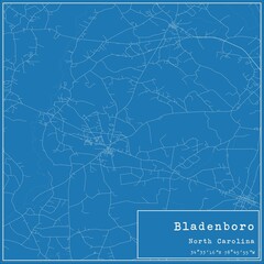 Blueprint US city map of Bladenboro, North Carolina.