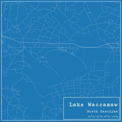 Blueprint US city map of Lake Waccamaw, North Carolina.