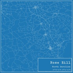 Blueprint US city map of Rose Hill, North Carolina.