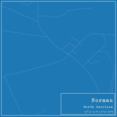 Blueprint US city map of Norman, North Carolina.