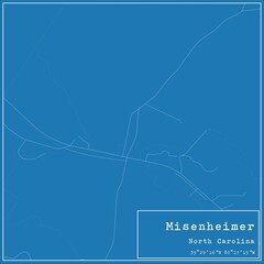 Blueprint US city map of Misenheimer, North Carolina.