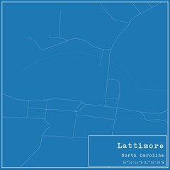 Fototapeta premium Blueprint US city map of Lattimore, North Carolina.