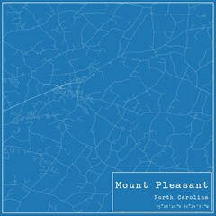 Blueprint US city map of Mount Pleasant, North Carolina.