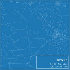 Blueprint US city map of Erwin, North Carolina.