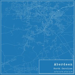 Blueprint US city map of Aberdeen, North Carolina.