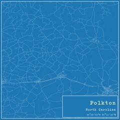 Blueprint US city map of Polkton, North Carolina.